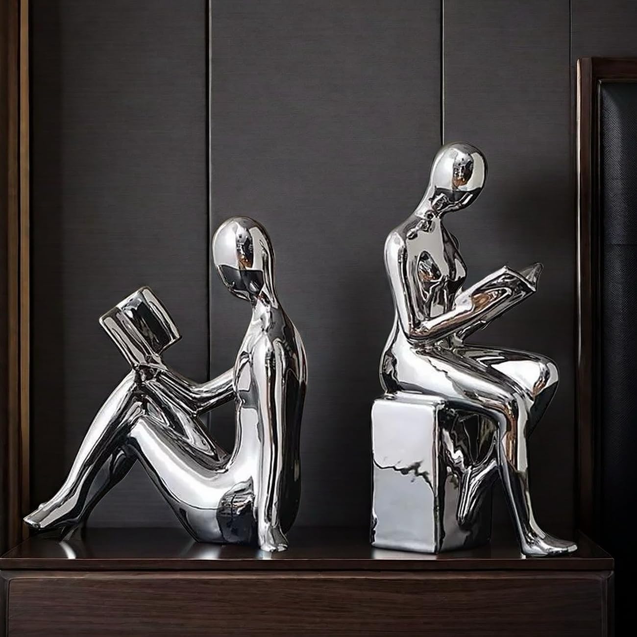 Elegant Ceramic Bookends Set of 2 Silver