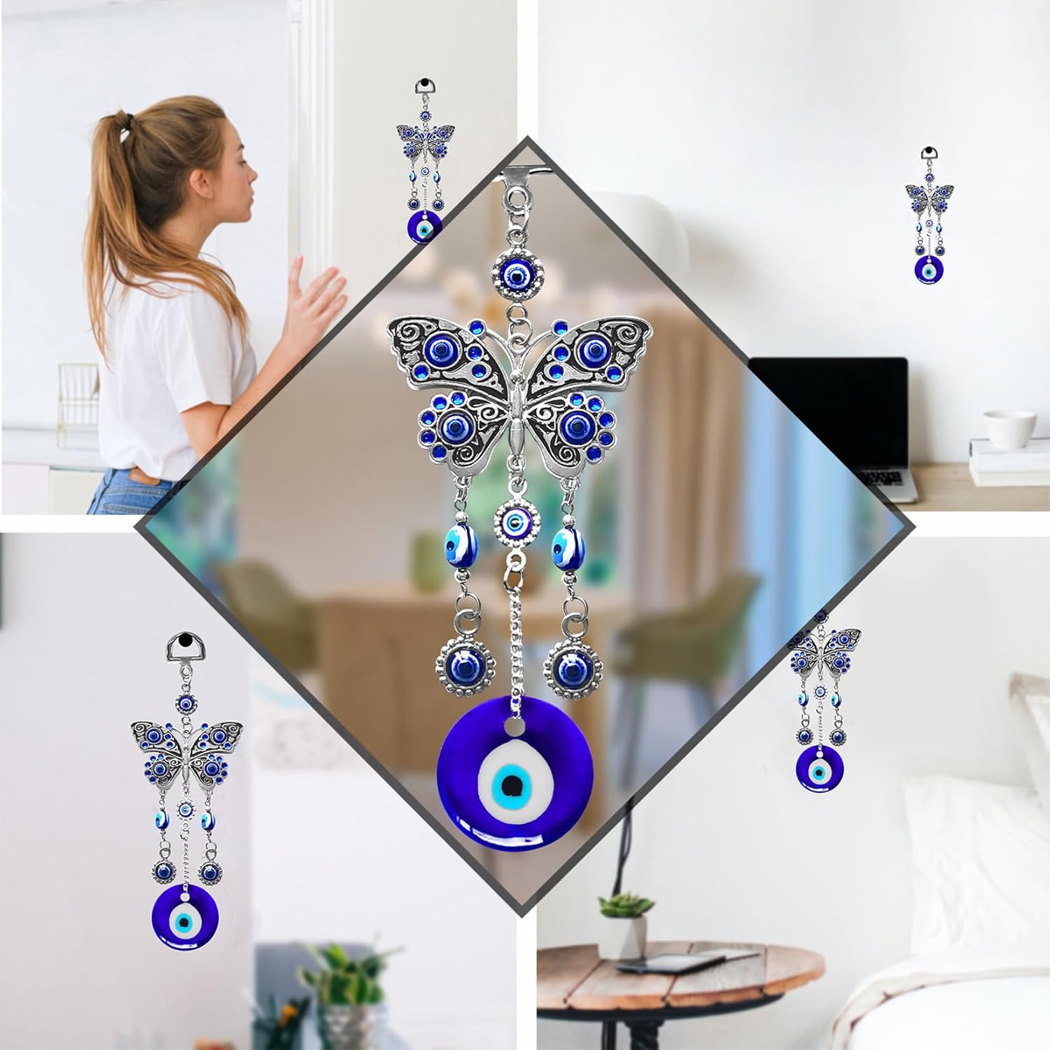 Blue Evil Eye Butterfly Wall Hanging Decor