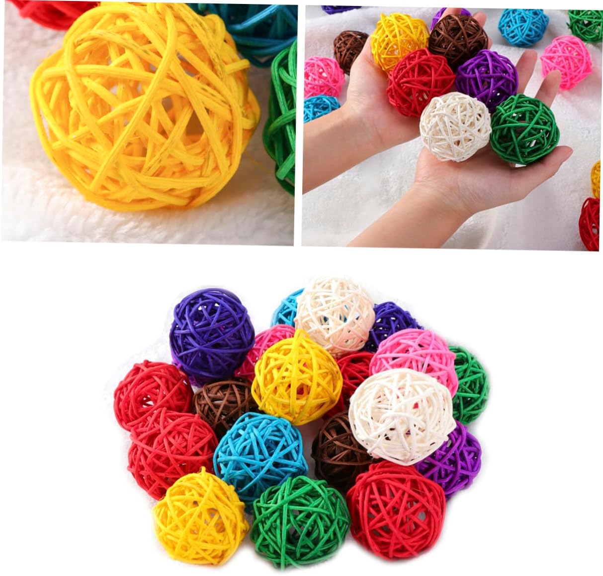 Cabilock 10pcs Assorted Rattan Decorative Balls