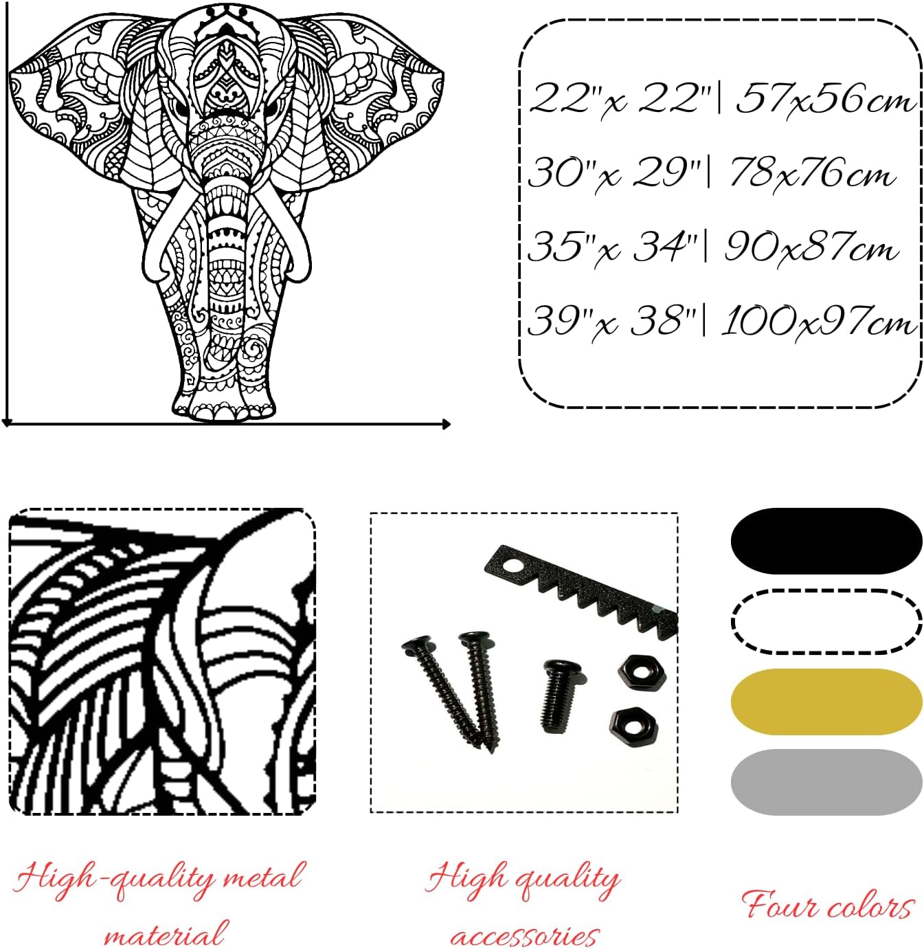 Cadeali Elephant Metal Wall Art Sculpture