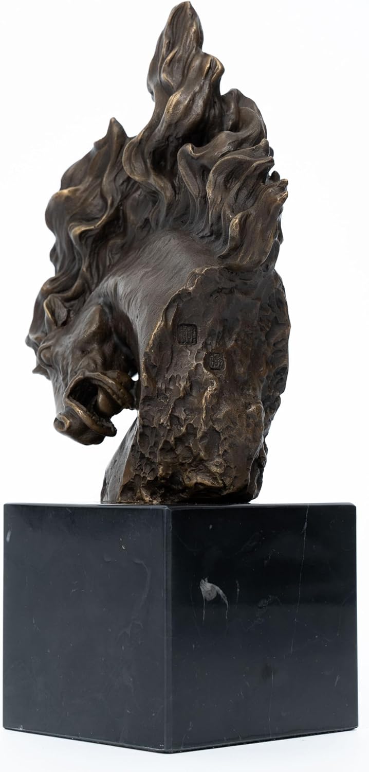 Bronze Horse Head Sculpture with Marble Base