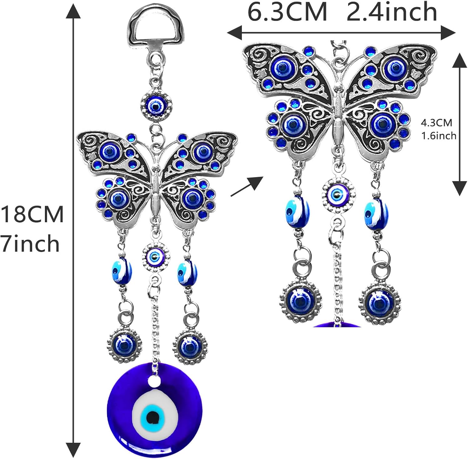 Blue Evil Eye Butterfly Wall Hanging Decor
