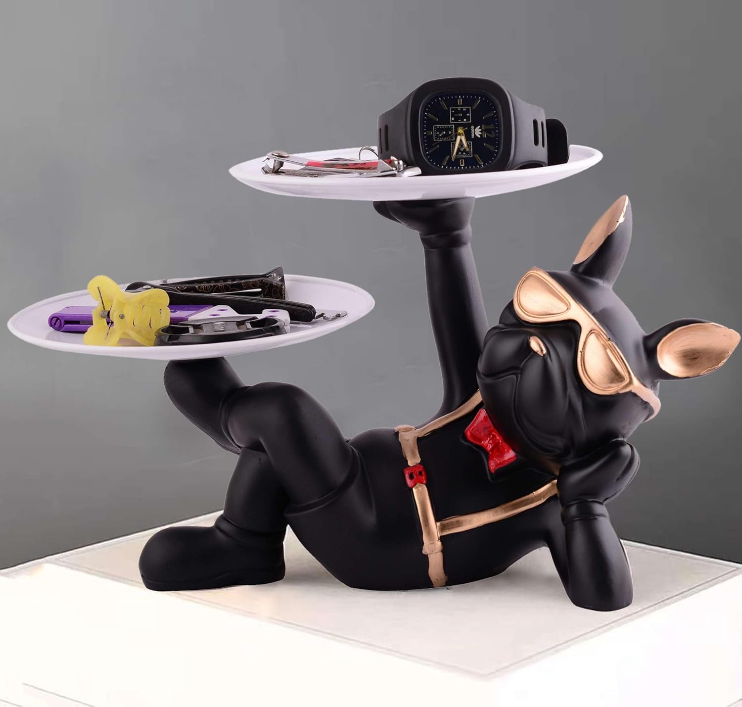 Cool Dog Sculpture with Plate for Home Decor 1