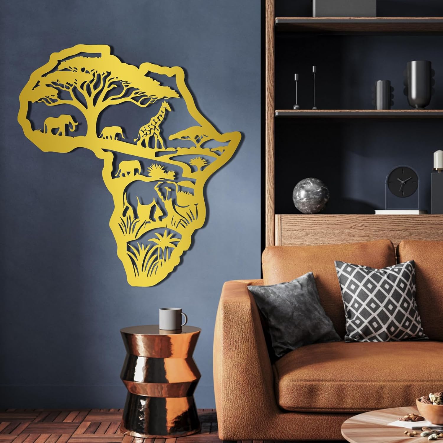 African Map Metal Wall Art 17x19 Inch