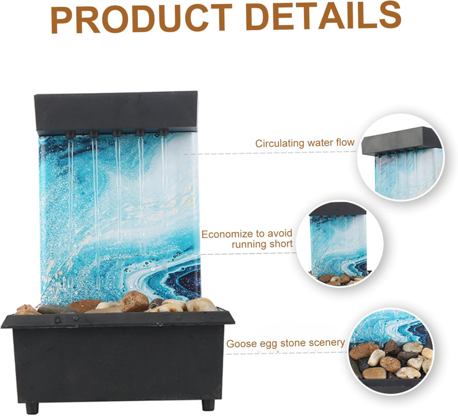 Freiwncr Desk Water Fountain with Pebble Decor