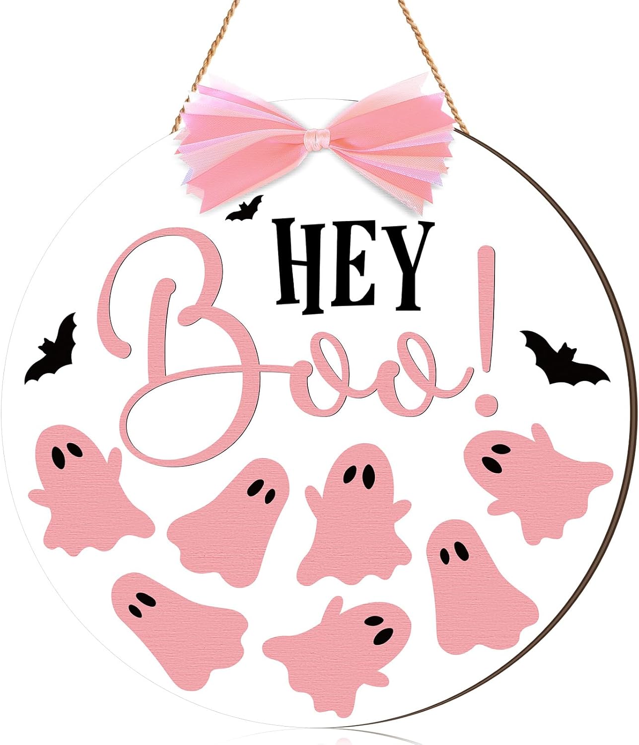 Beeveer Halloween Door Sign with Pink Bows
