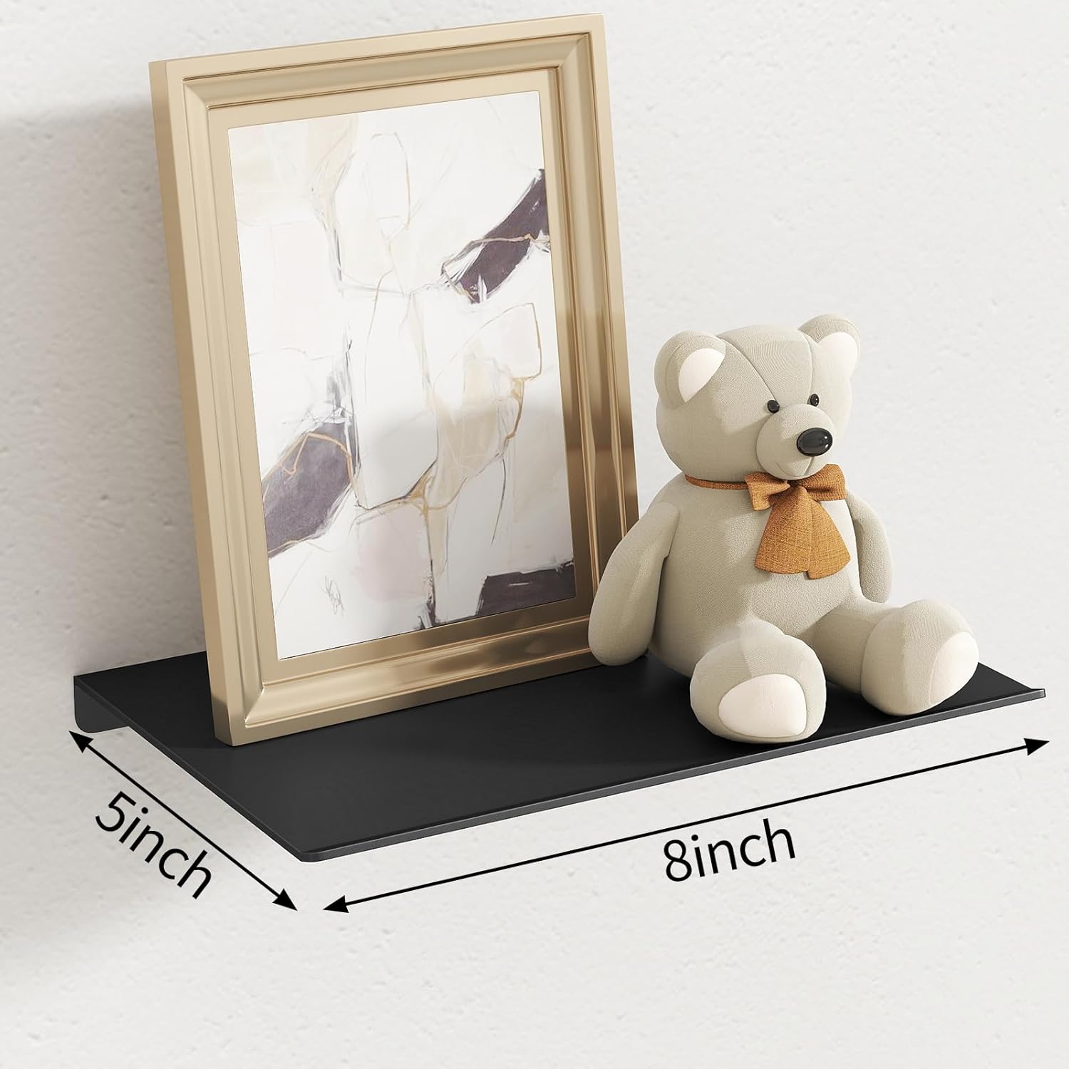 MKO 8 Inch Floating Shelves Set 2 Pack Black