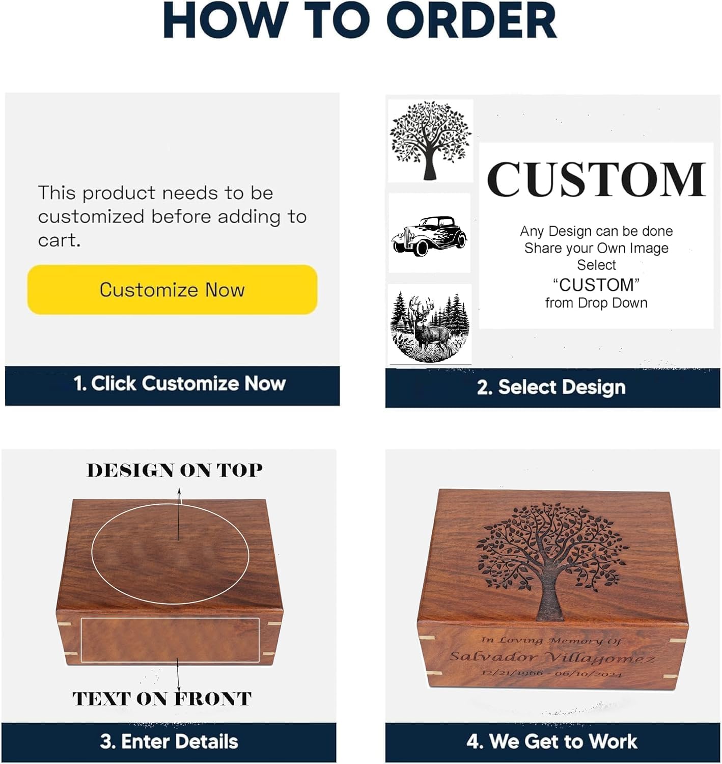 Personalized Rosewood Urns for Human or Pet Ashes Guitar Engraved Cremation Urn