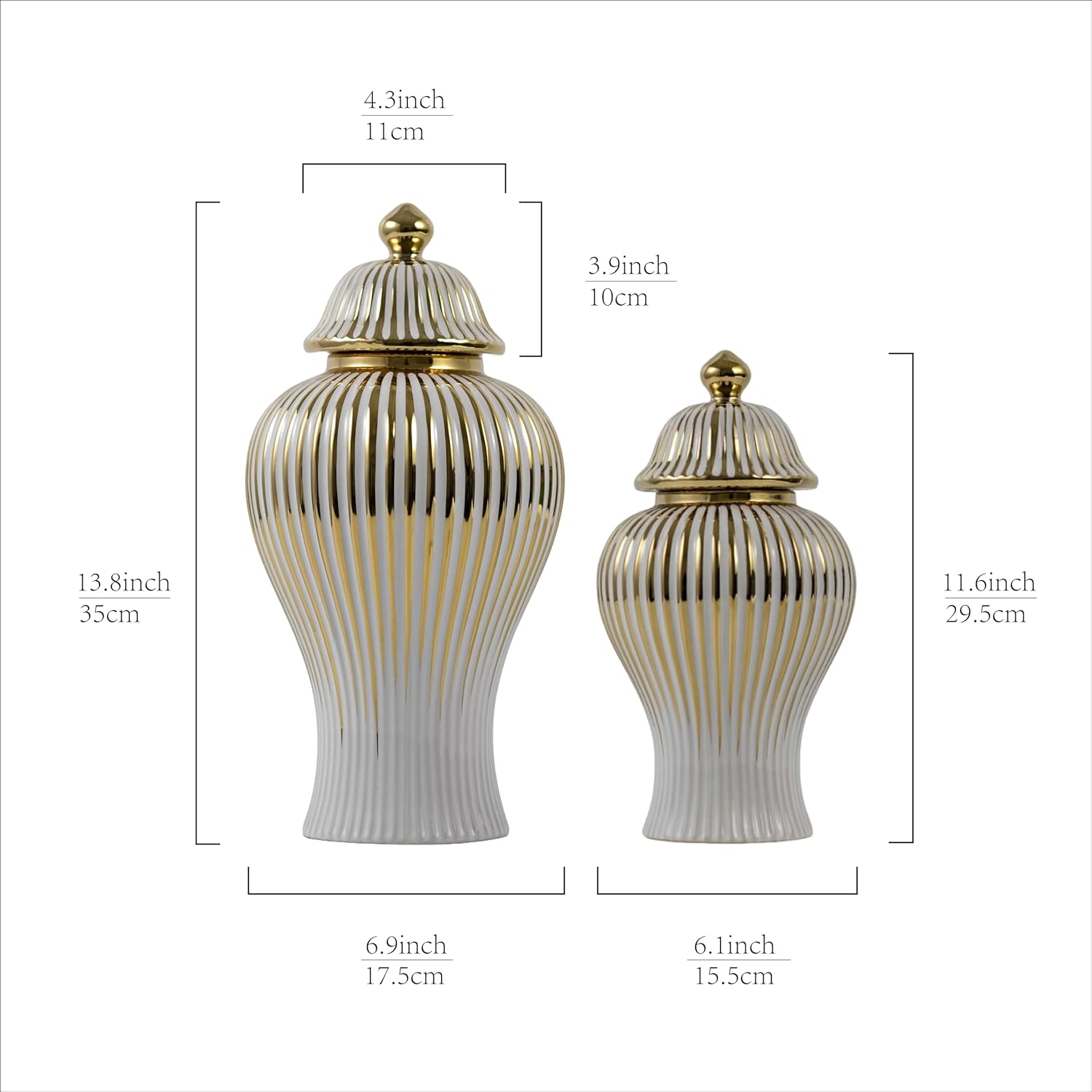 White Ceramic Ginger Jar with Lid Storage Jar