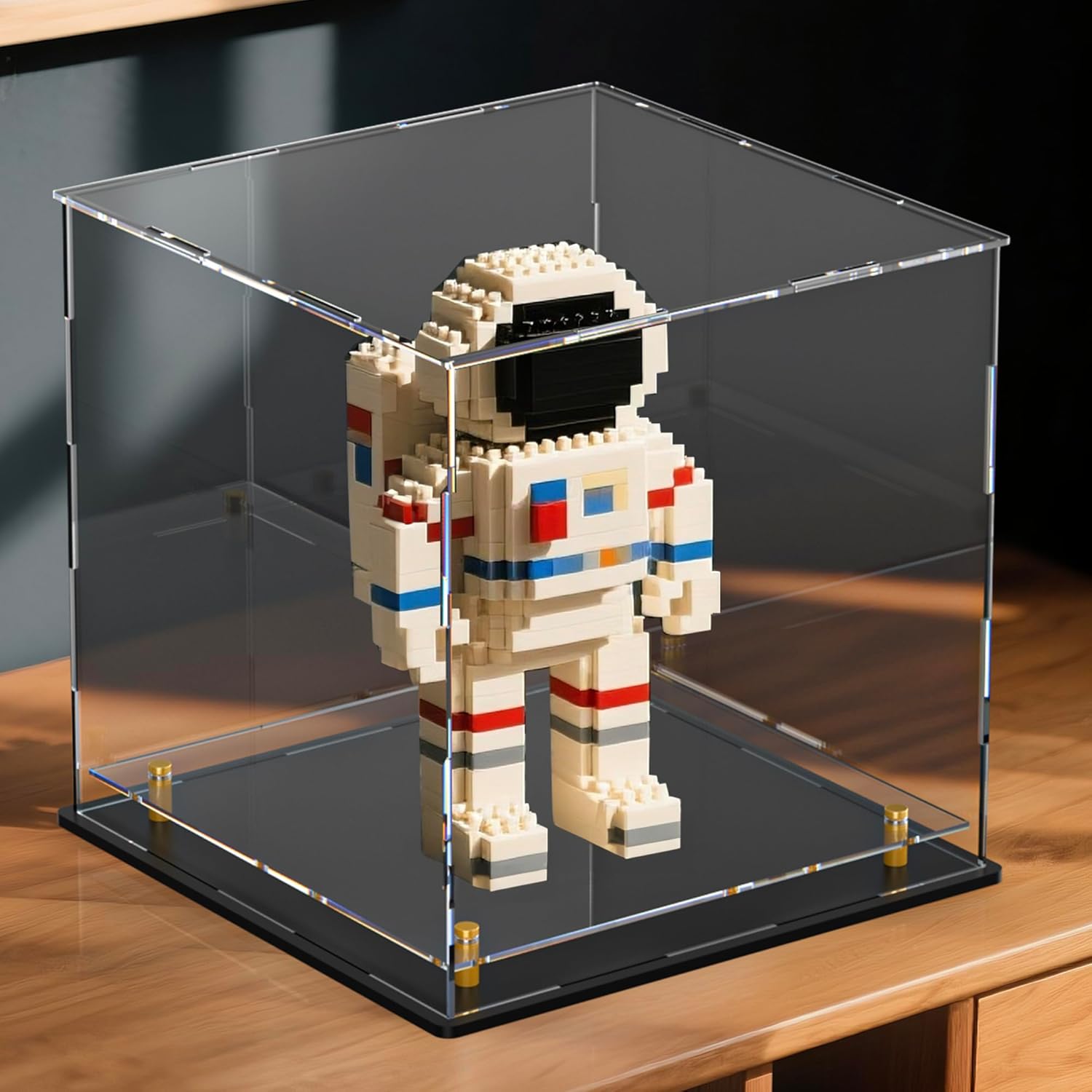 UoYeet Acrylic Display Case with Floating Shelf and Thick Base