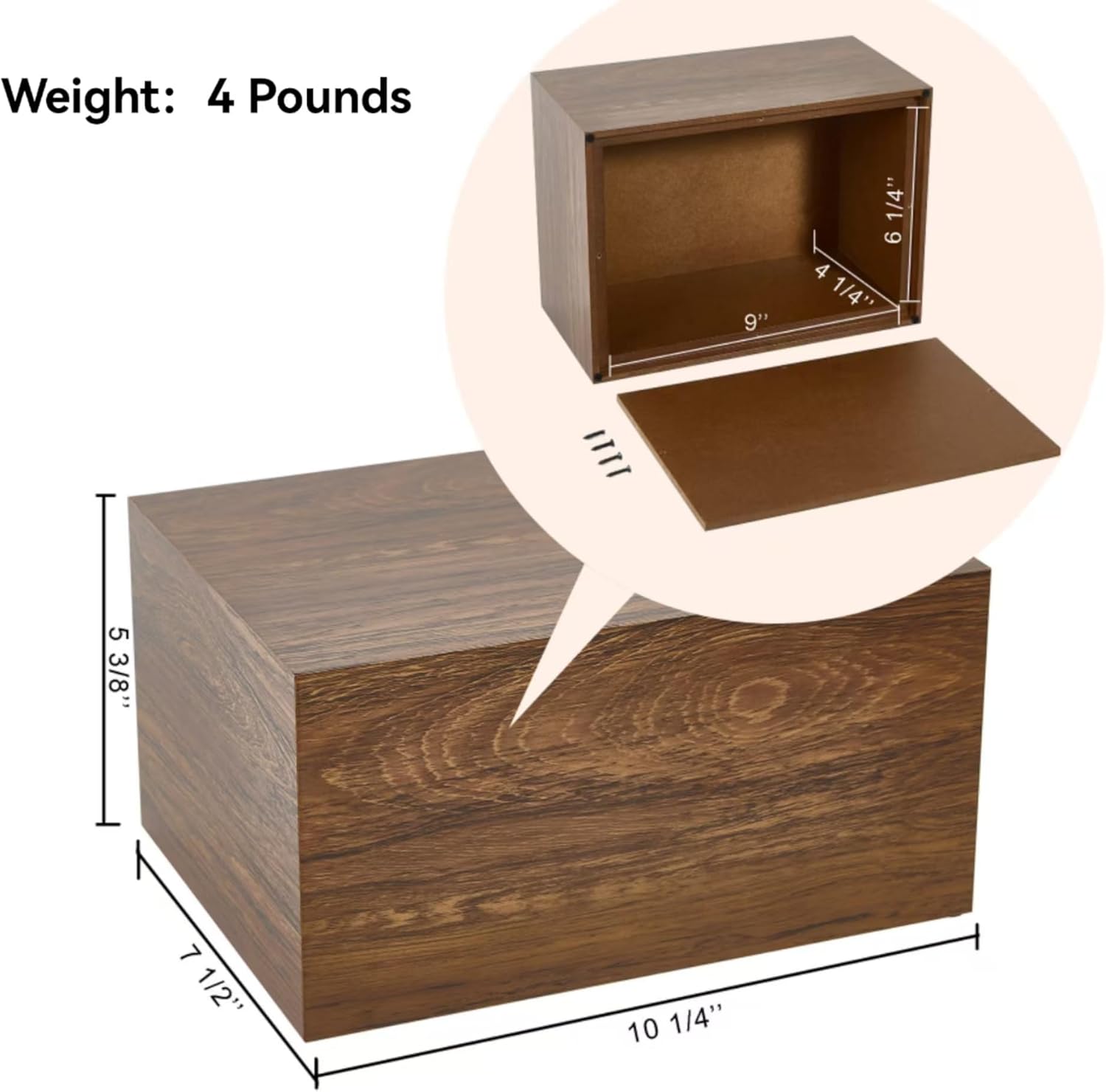 WEVOIRD Premium Wooden Cremation Urn Box for Human Ashes