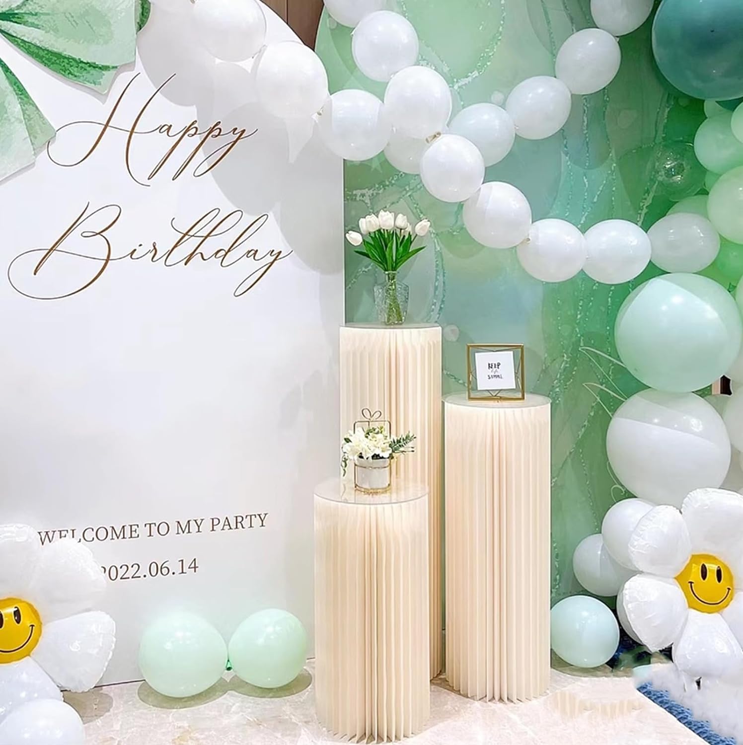 AHUAWA 3Pcs Foldable Cardboard Cylinder Stands for Parties