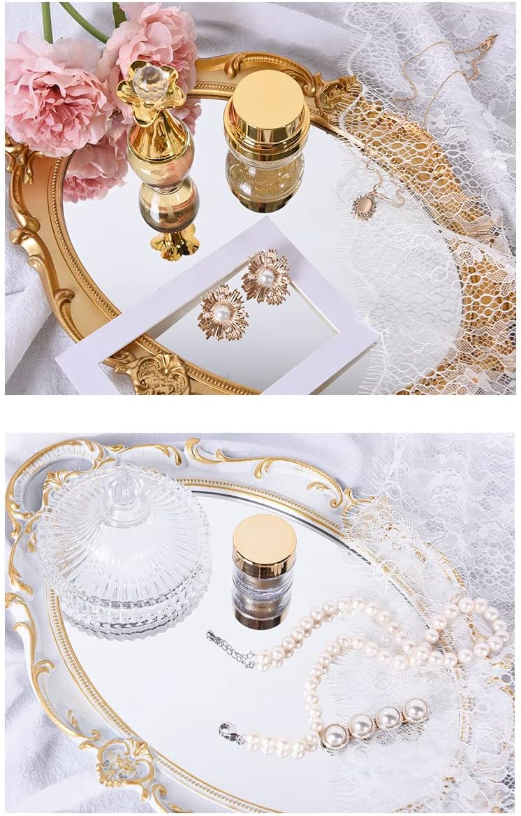 Sooyee Gold Mirror Tray for Vanity and Coffee Table