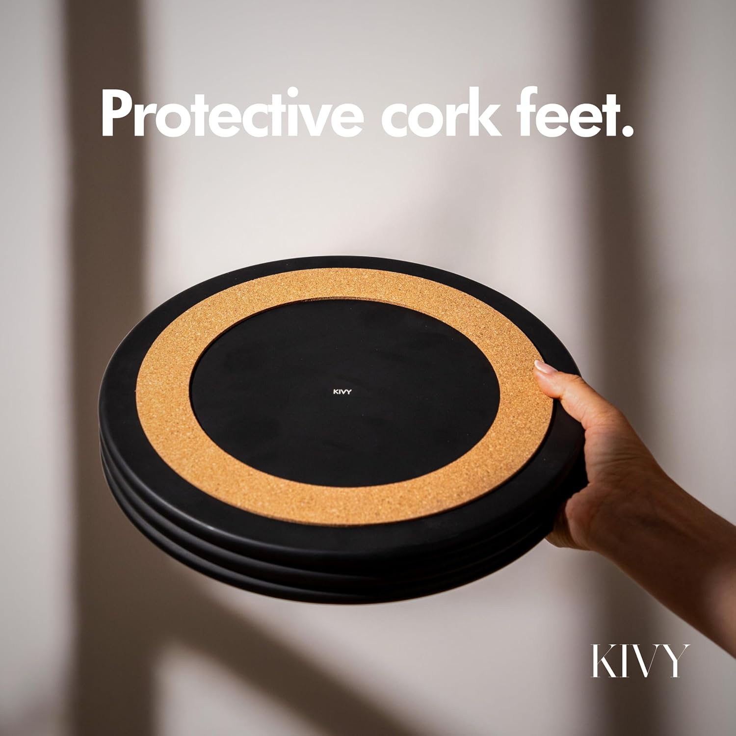 KIVY Round Concrete Tray 11x15 Inch - Modern Coffee Table Decor