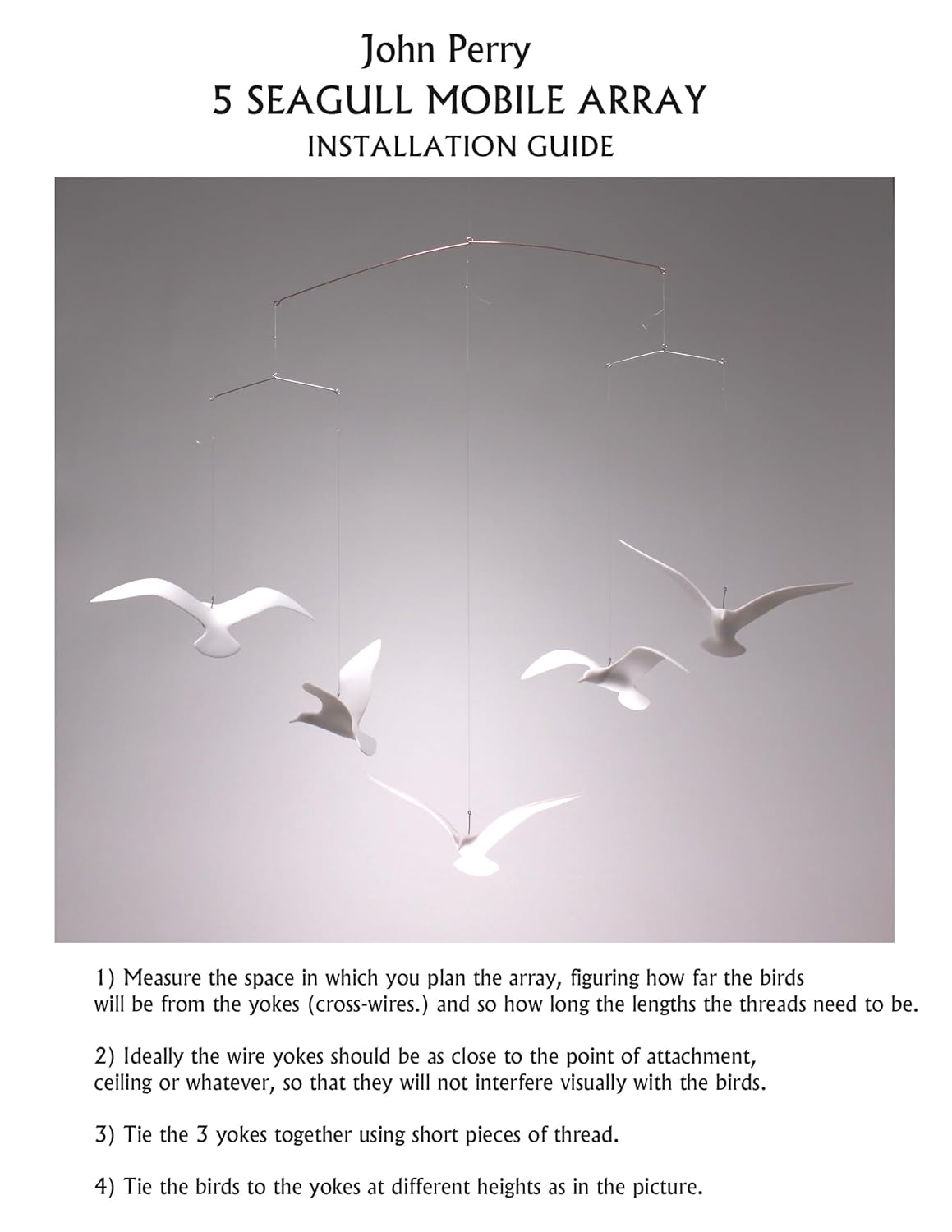 5 Seagull Mobiles by John Perry Studio 9 Inch Wingspan Each