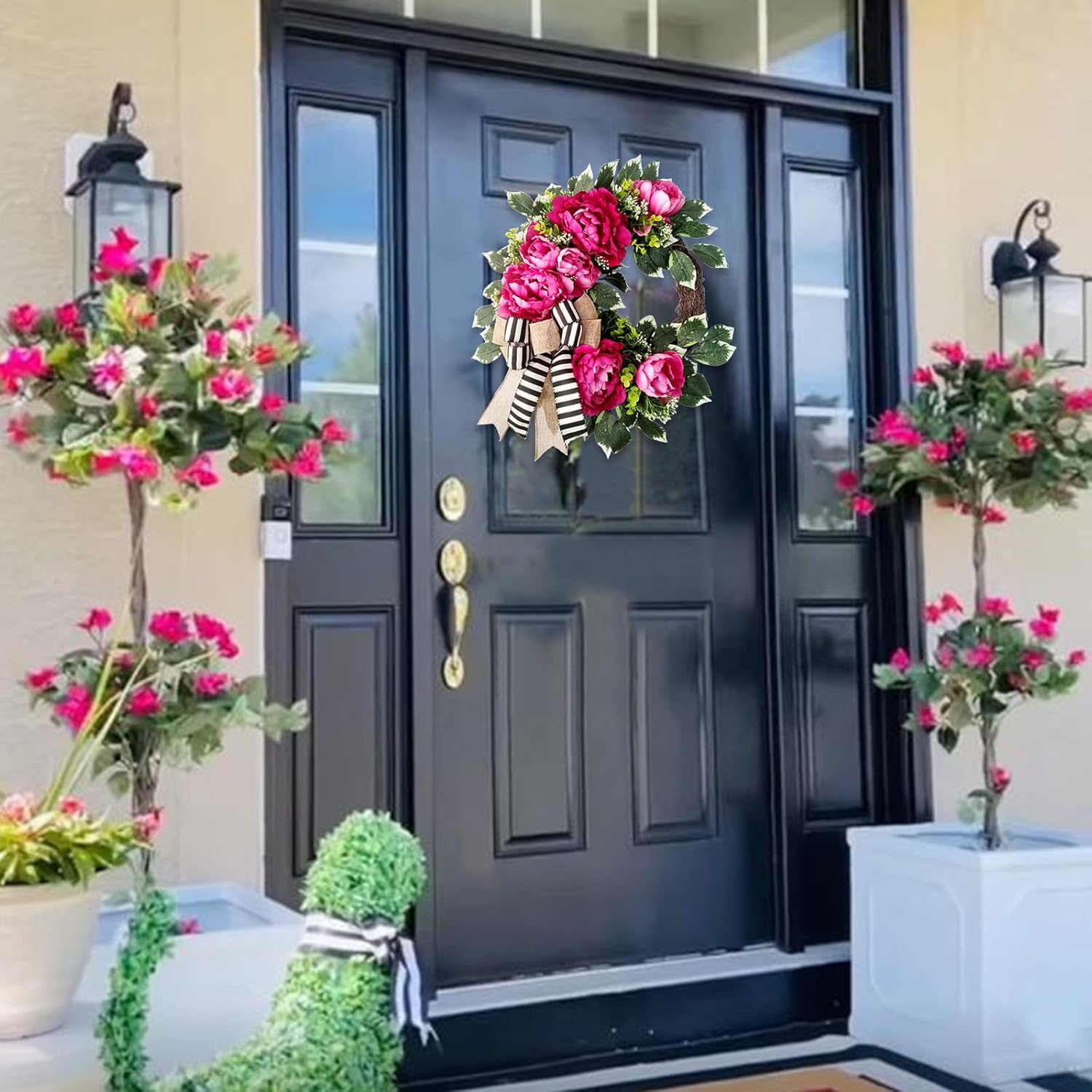 Hot Pink Peony Wreath for Front Door