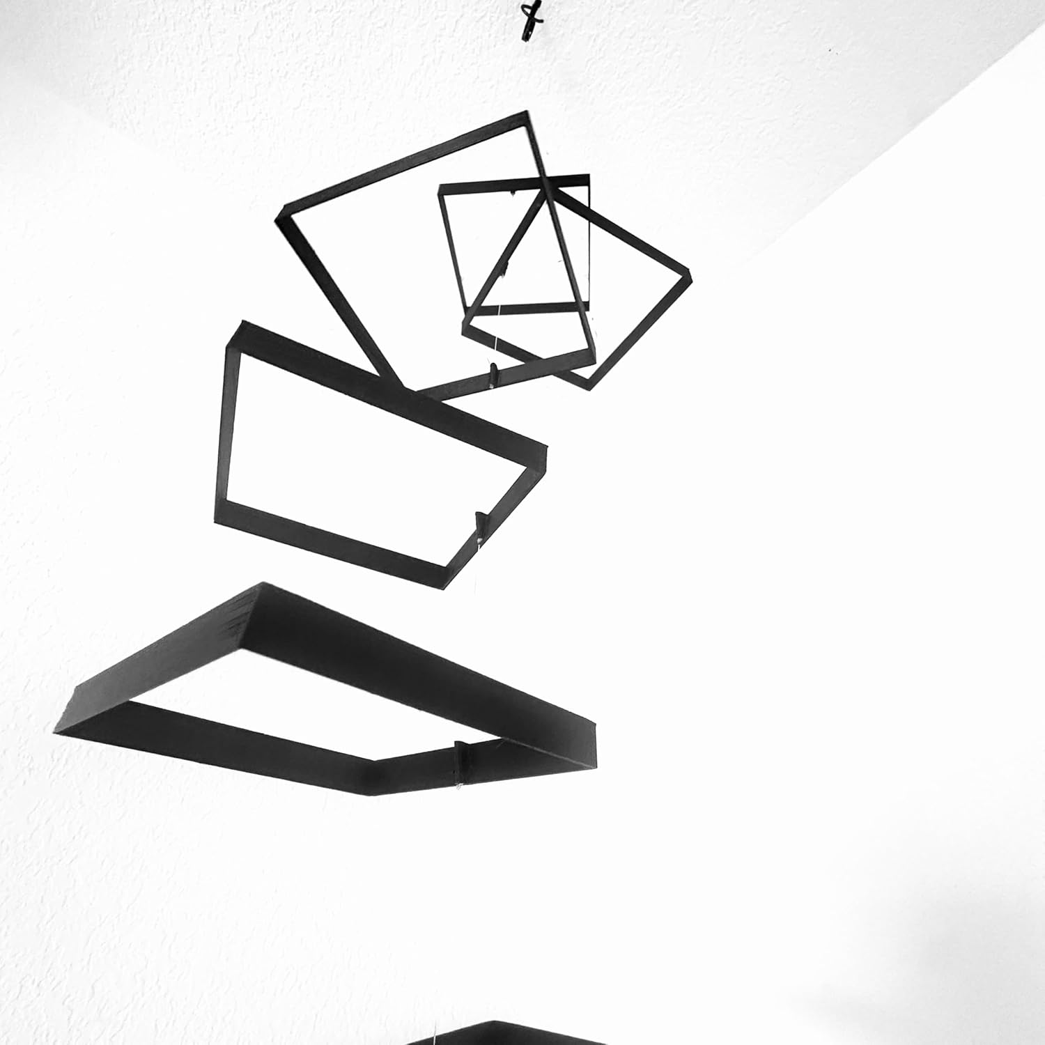 Elegant Minimalist Hanging Mobile with 6 Black Squares