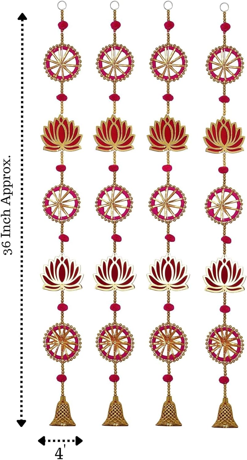 ZIG ZAG Pack of 4 Handmade Lotus Decor with Bell