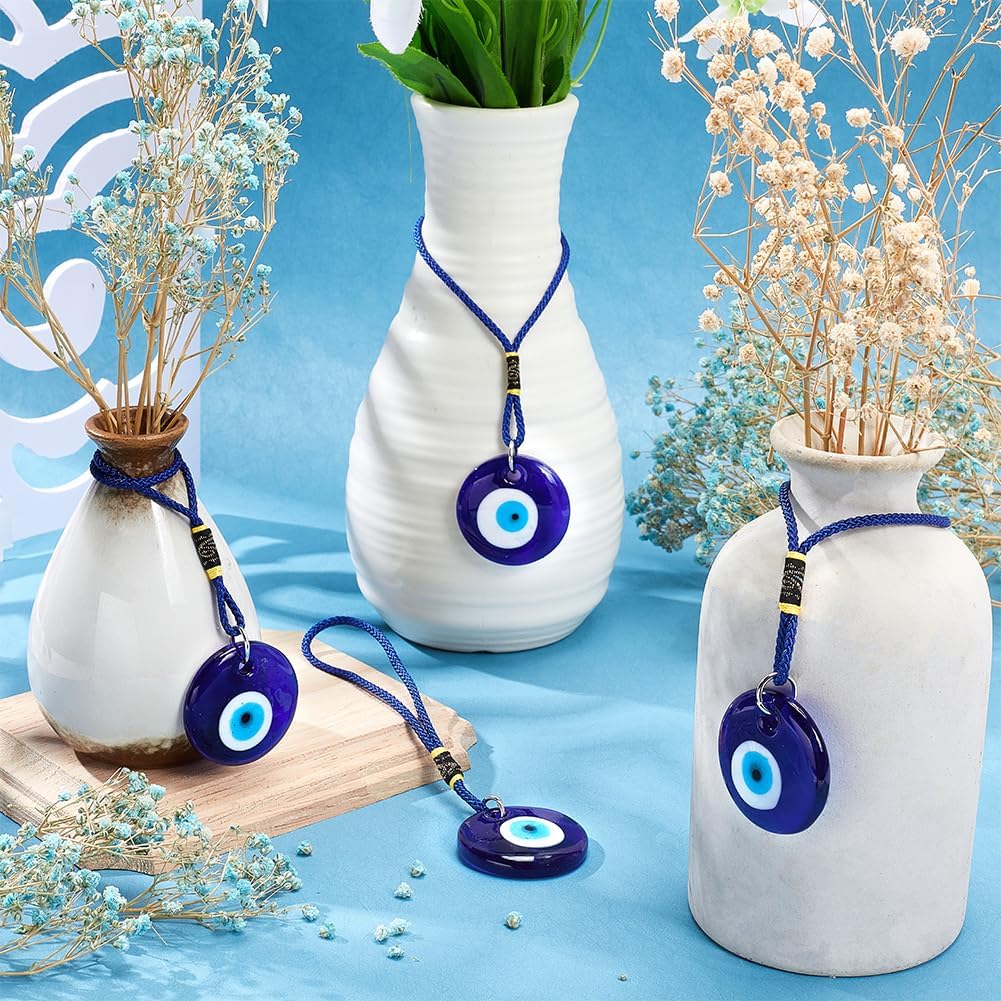 WEBEEDY 4Pcs Blue Evil Eye Glass Hanging Pendant Car Charm