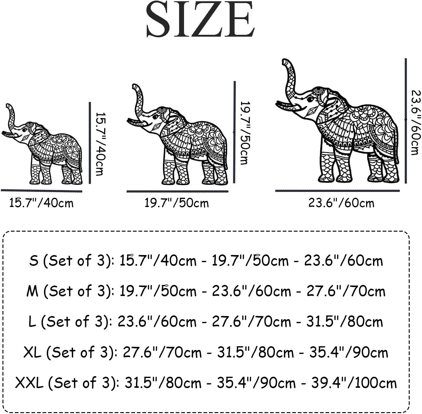 Cadeali Elephant Metal Wall Art Set of 3 1