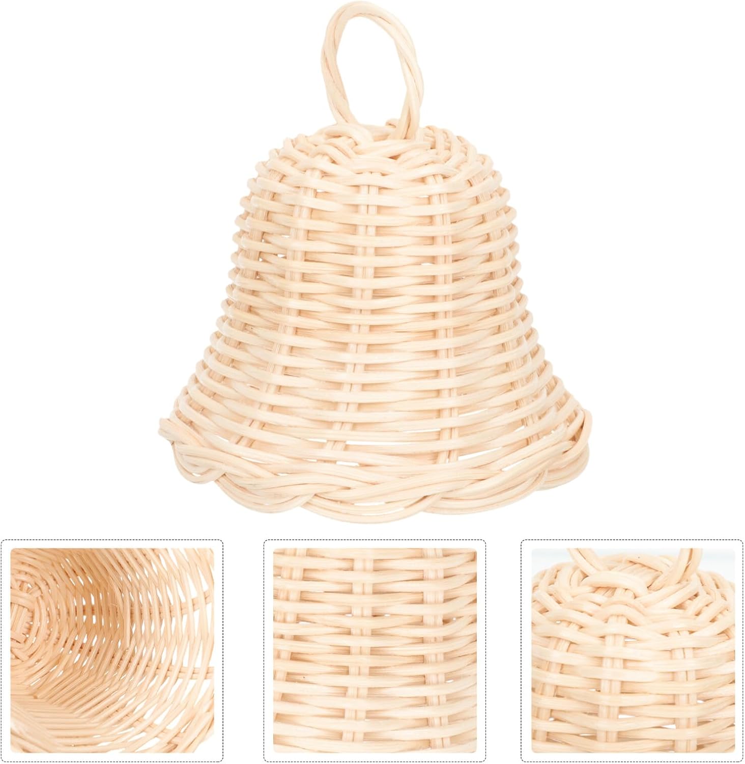 HOMSFOU Rustic Wicker Bell Ornament Christmas Decor