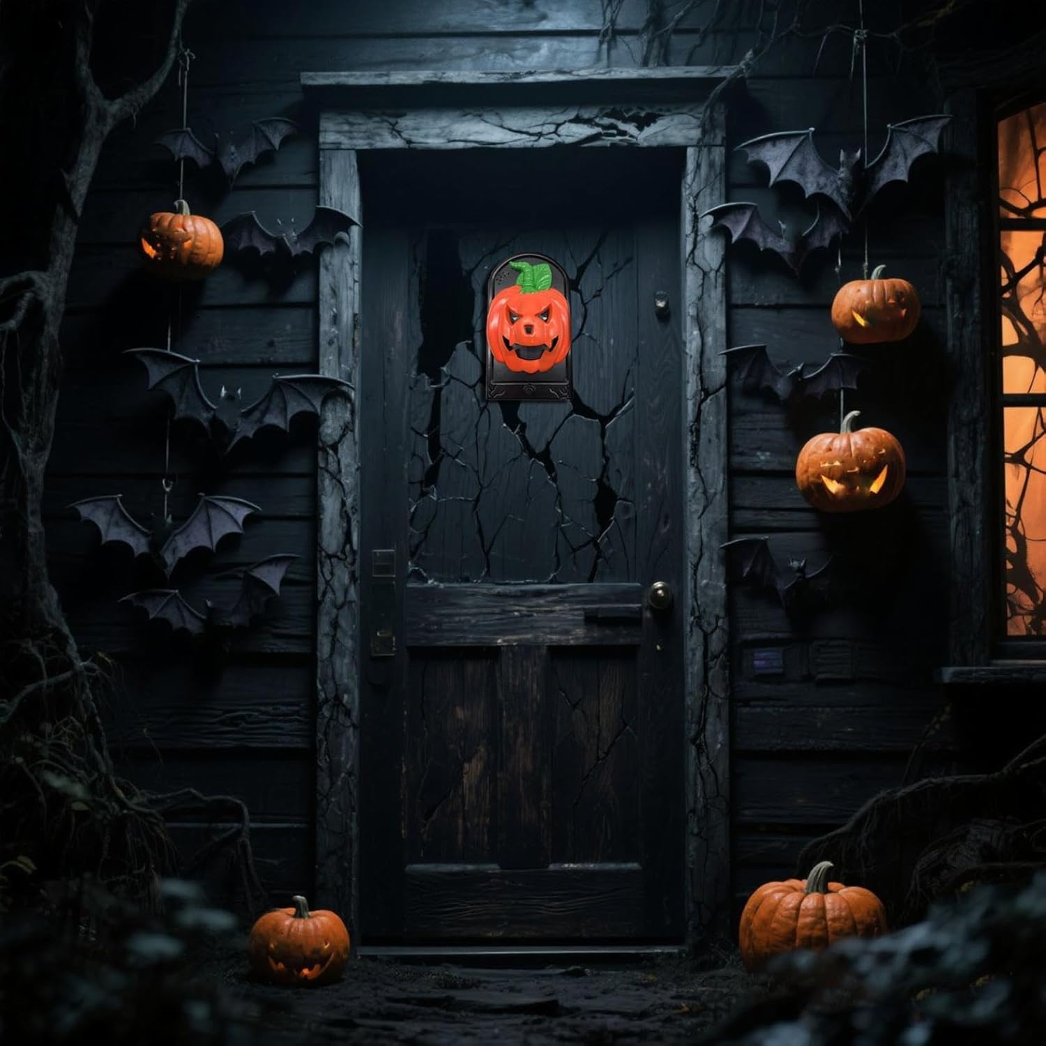 Sound Activated Bell with Flashing Lights Scary Screams - Halloween Doorbell Decor