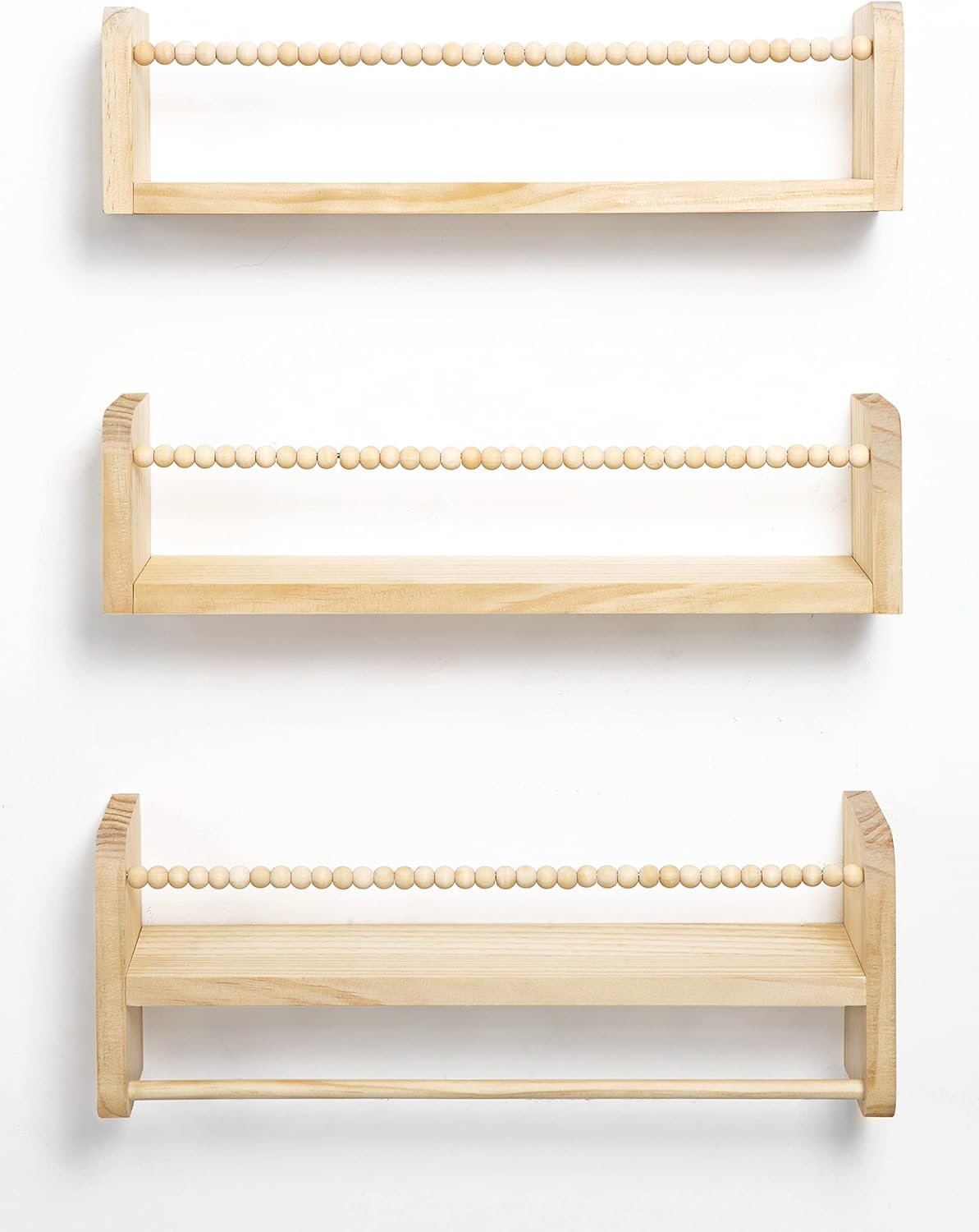 Maxpeuvon Set of 3 Floating Wall Bookshelves Natural Wood