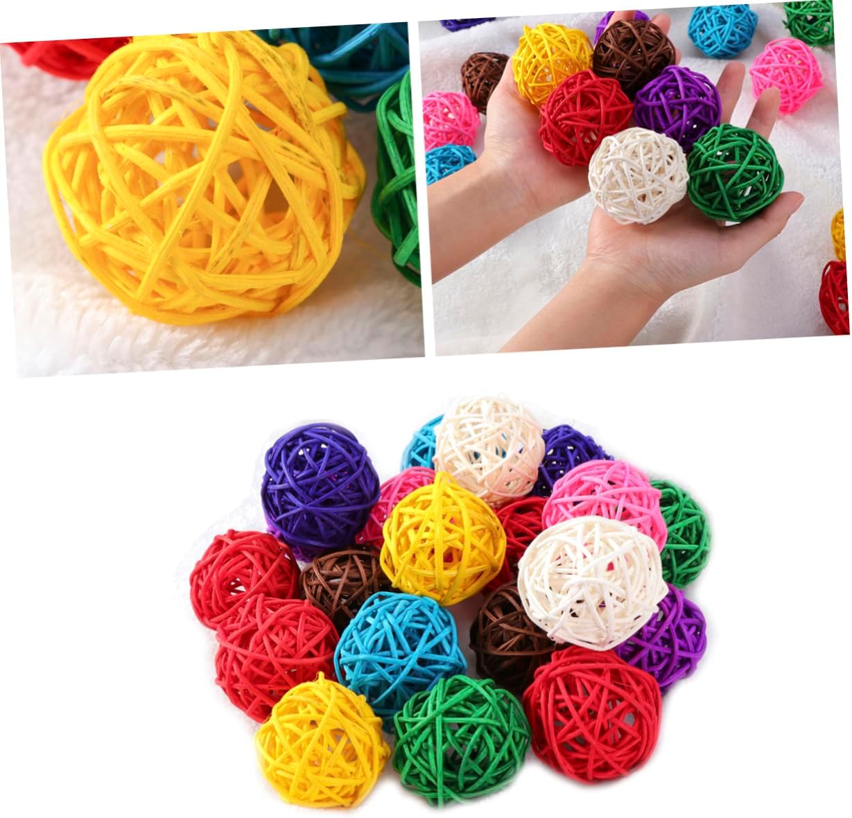 10pcs Assorted Wicker Rattan Decorative Balls for Home Decor and Christmas Party
