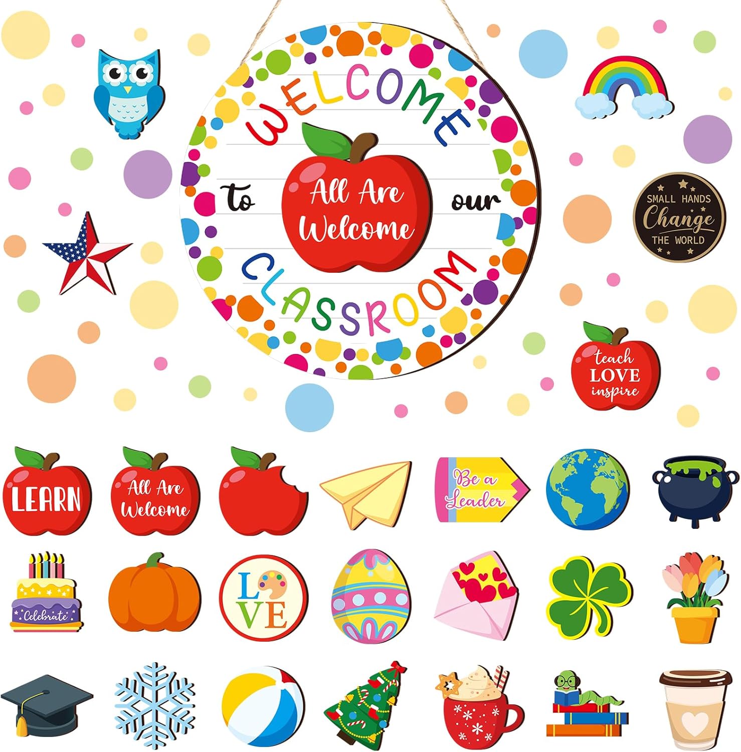 Ctosree Classroom Welcome Sign 12x12 Inches Decorative Door Hanger