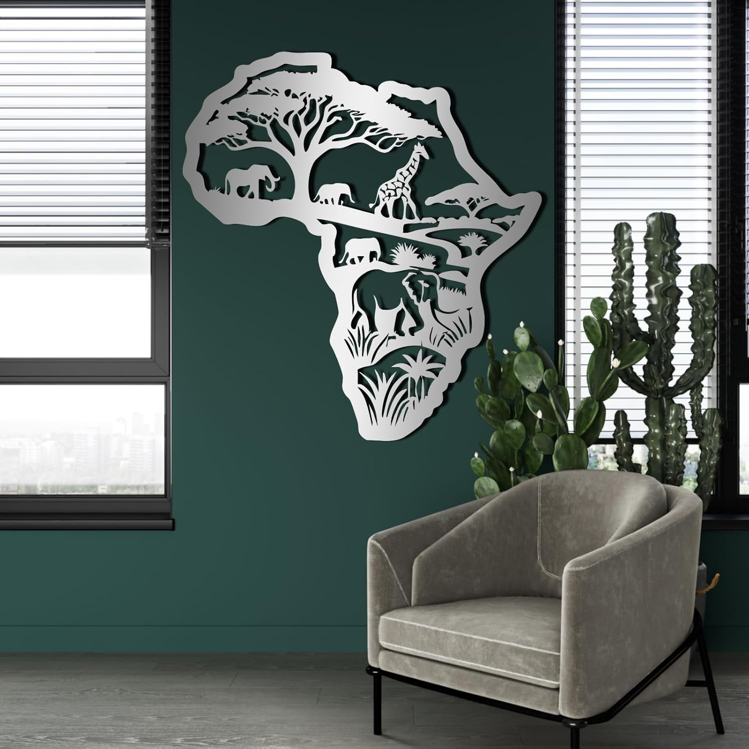 African Map Metal Wall Art 17x19 Inch