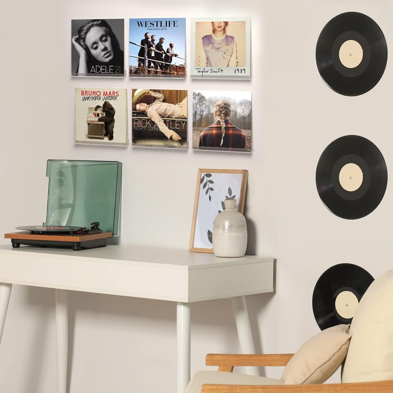 Laurensory Vinyl Record Wall Mount Holder 6 Pack
