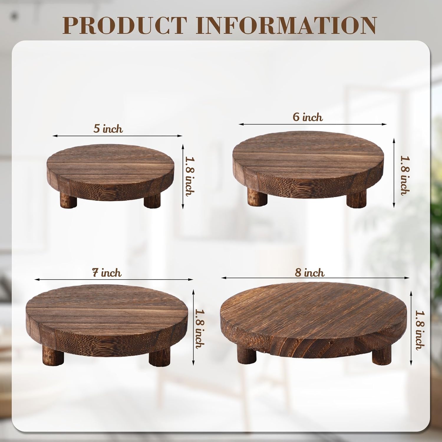 Geetery 4 Pcs Round Wooden Risers for Display