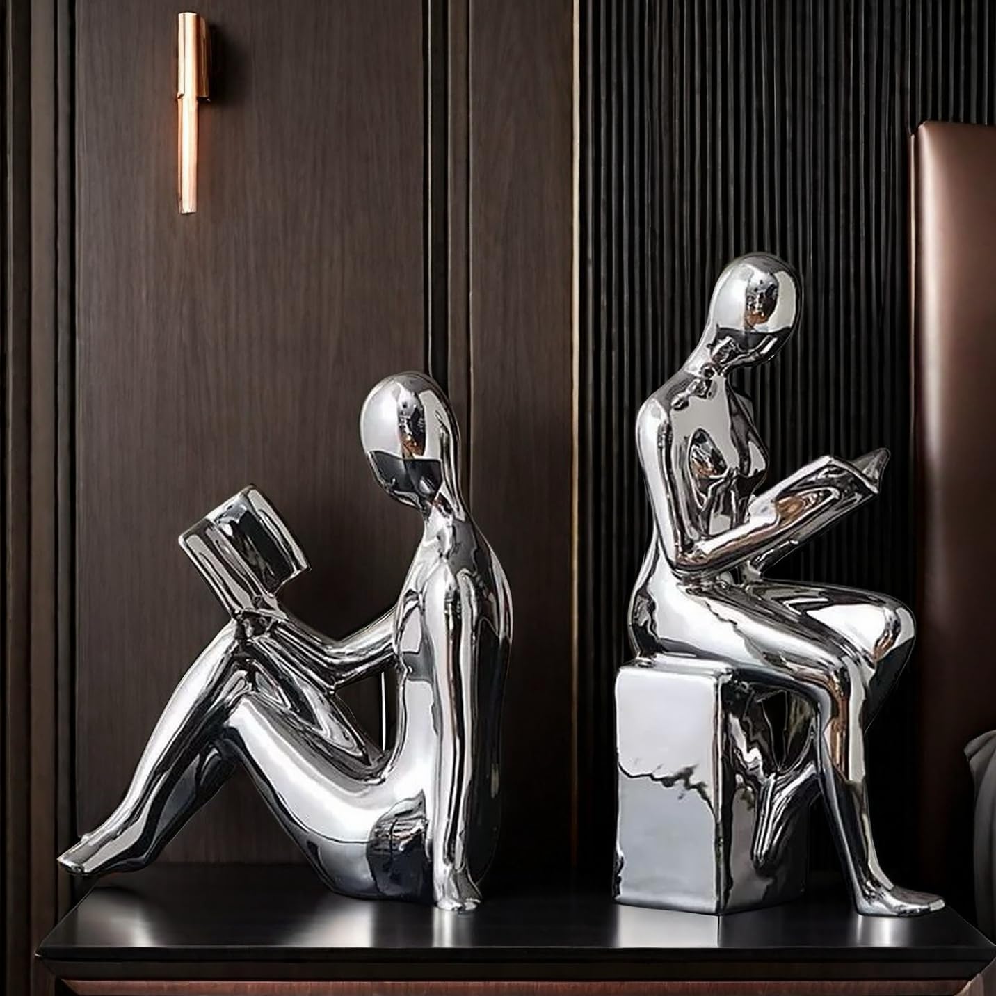 Elegant Ceramic Bookends Set of 2 Silver