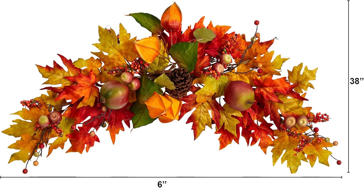 Nearly Natural 38in Autumn Maple Leaf Berry Artificial Swag 1