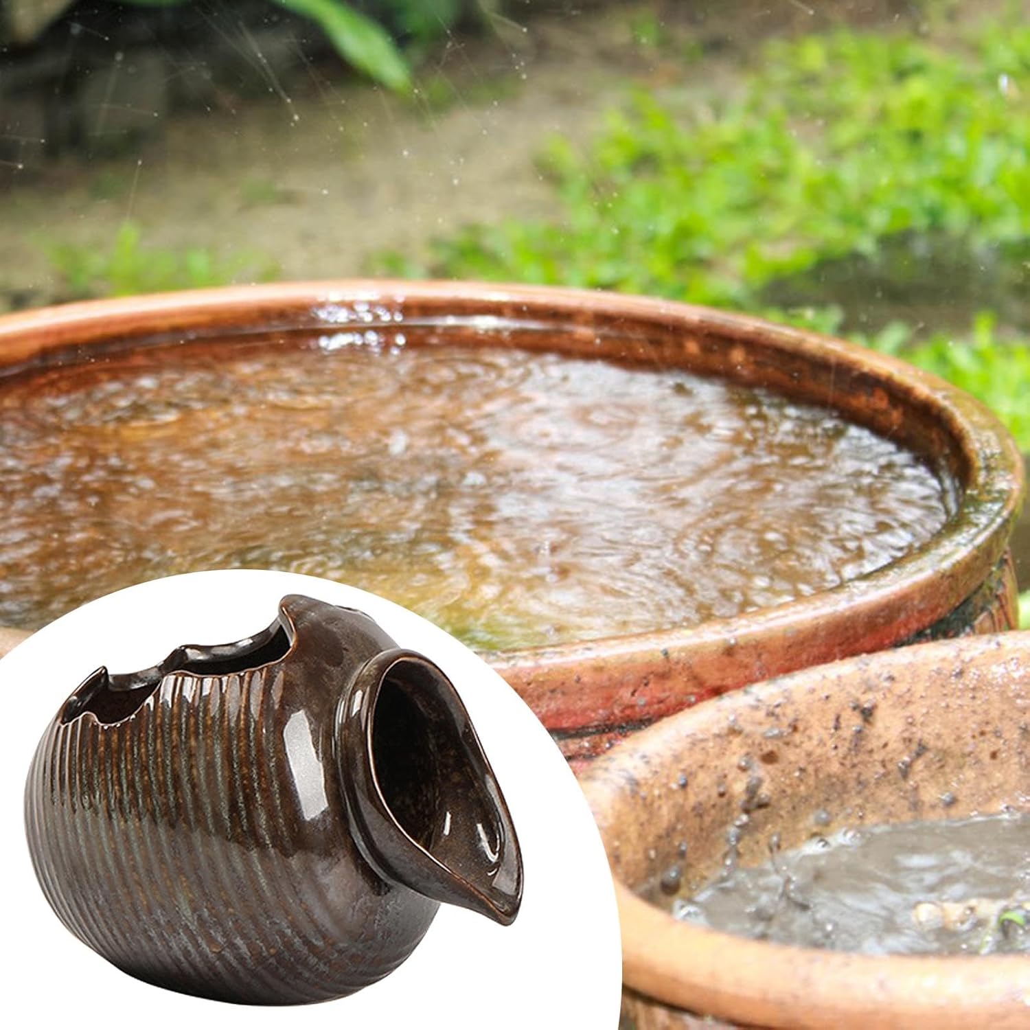 Ceramic Circulating Fountain Jar 4x37x35 Inch Tabletop Decoration