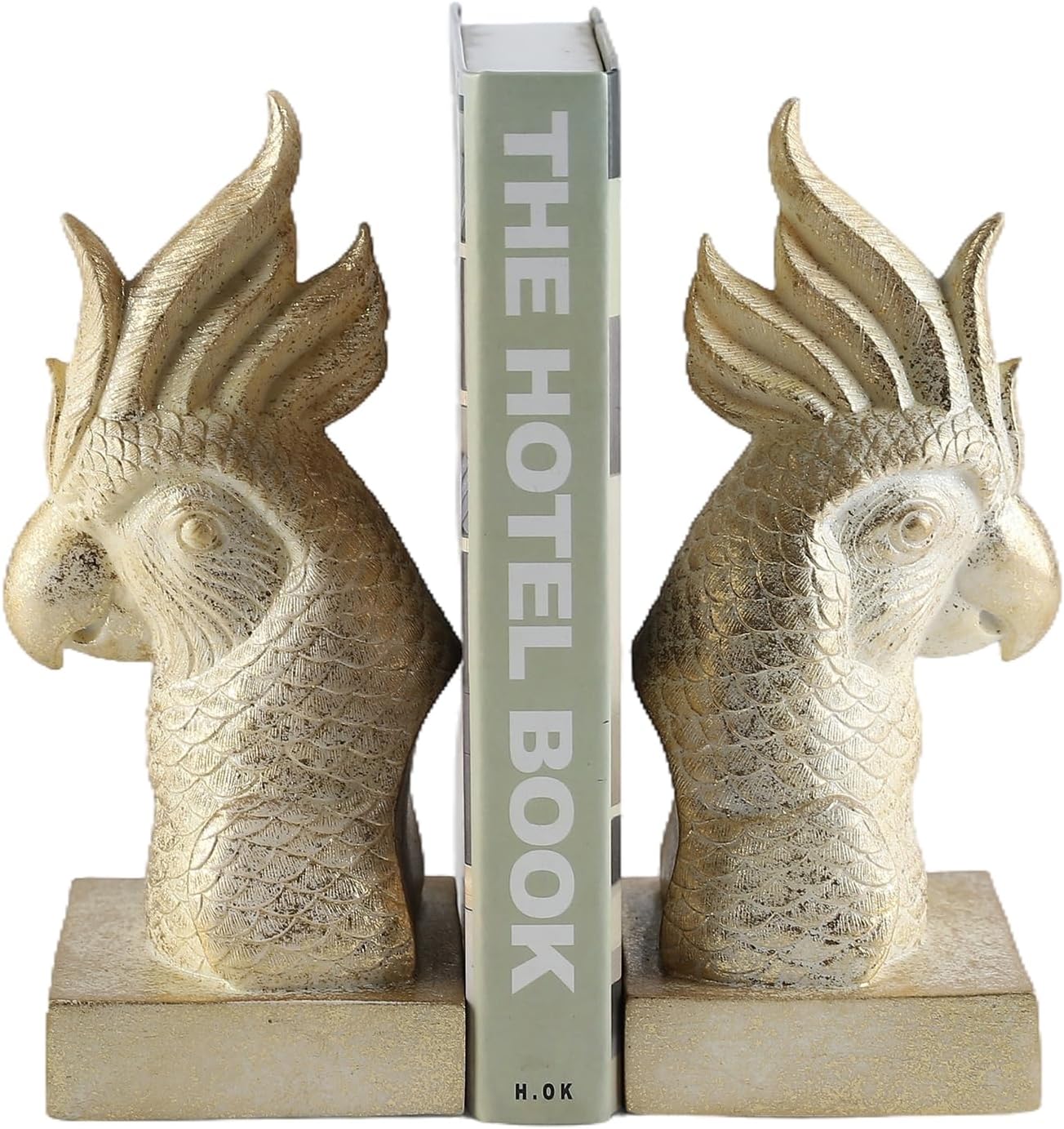 Golden Parrot Decorative Bookends Set of 2