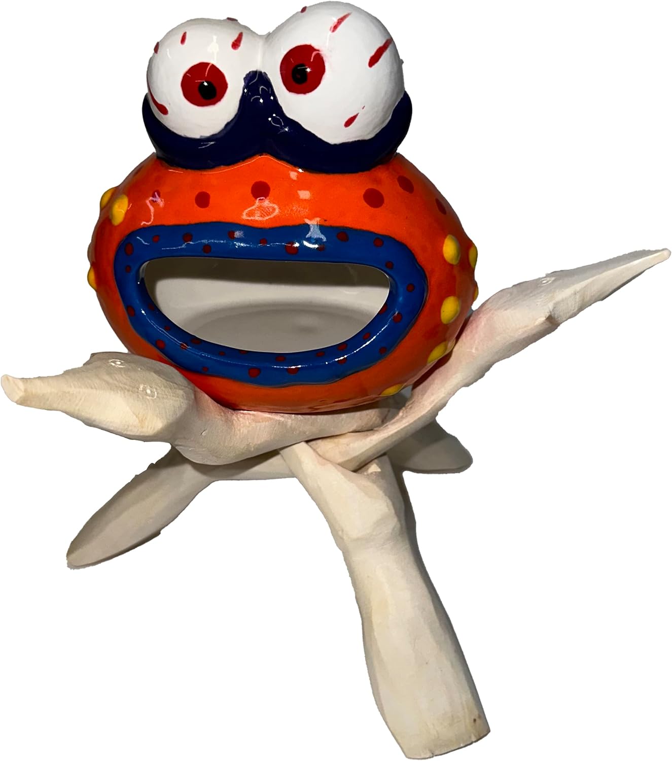 Wood Tripod Stand with Stained Abalone Shell and Smudge Crystal Ball