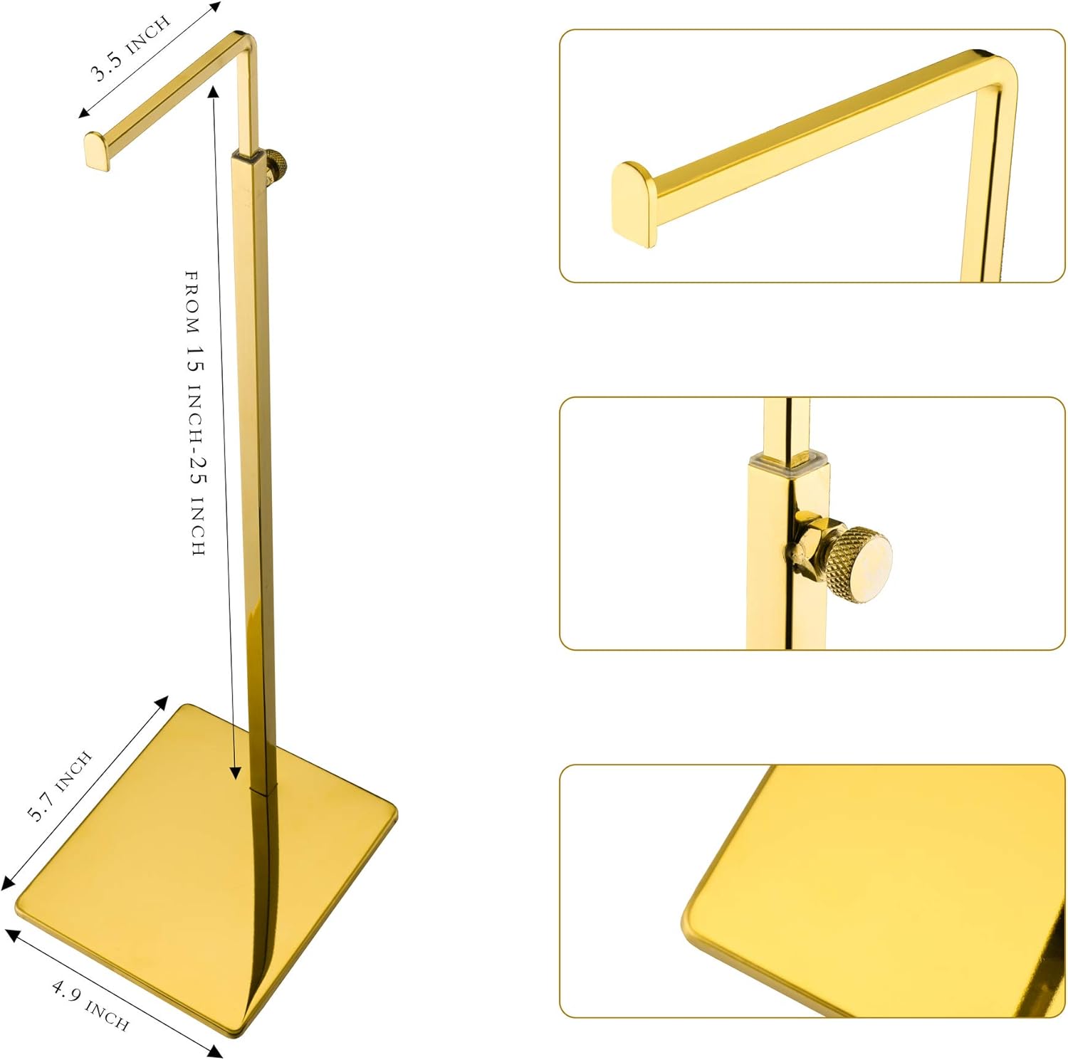 Yifu Display Purse Stand - 2 Pack Polished Gold Adjustable Height