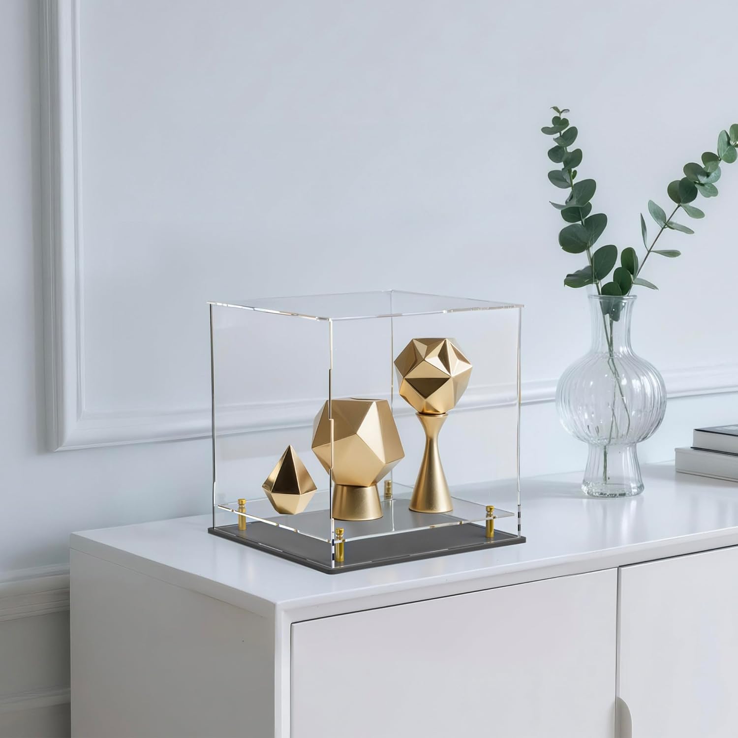 UoYeet Acrylic Display Case with Floating Shelf and Thick Base