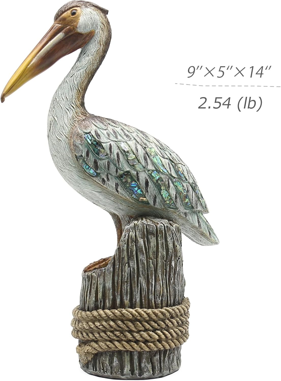 Lukitas Standing Pelican Statue 14 Inch Resin Decor