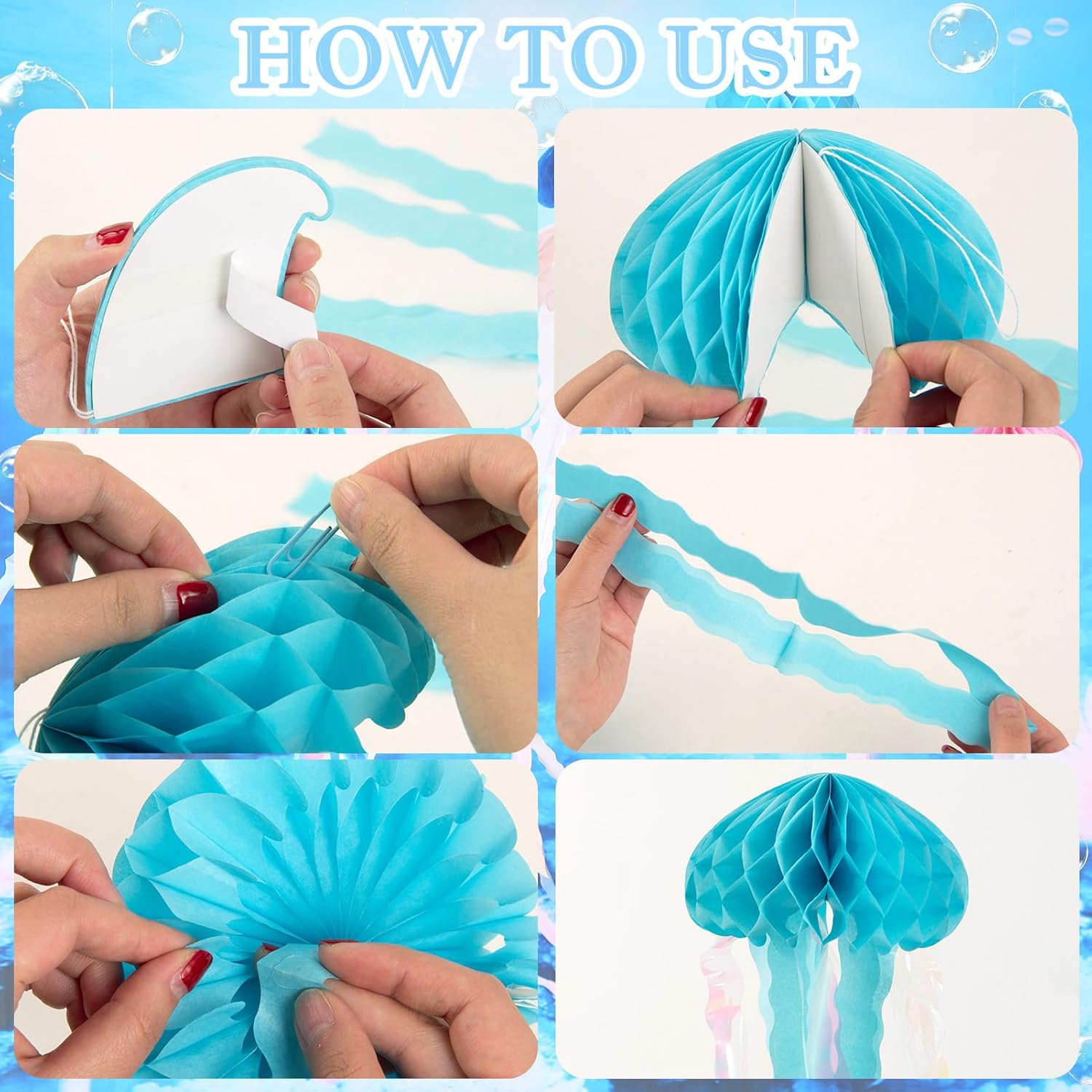 Hanging Jellyfish Decorations 8 Pcs Ocean Party Accents