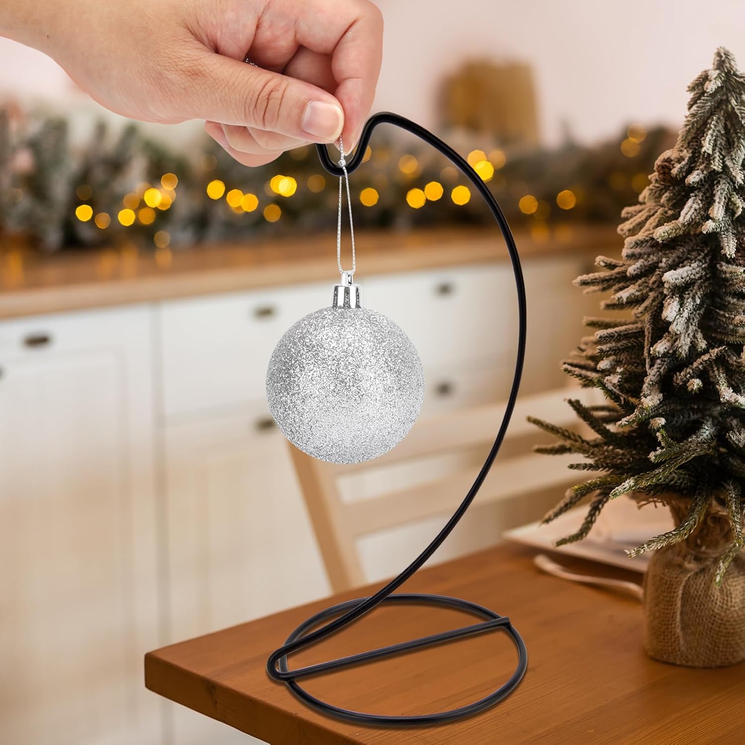 Abom 9in Ornament Display Stand 3 Pack Hanging Hook Hanger for Glass Globe Air Plant Terrarium and Wedding Decor