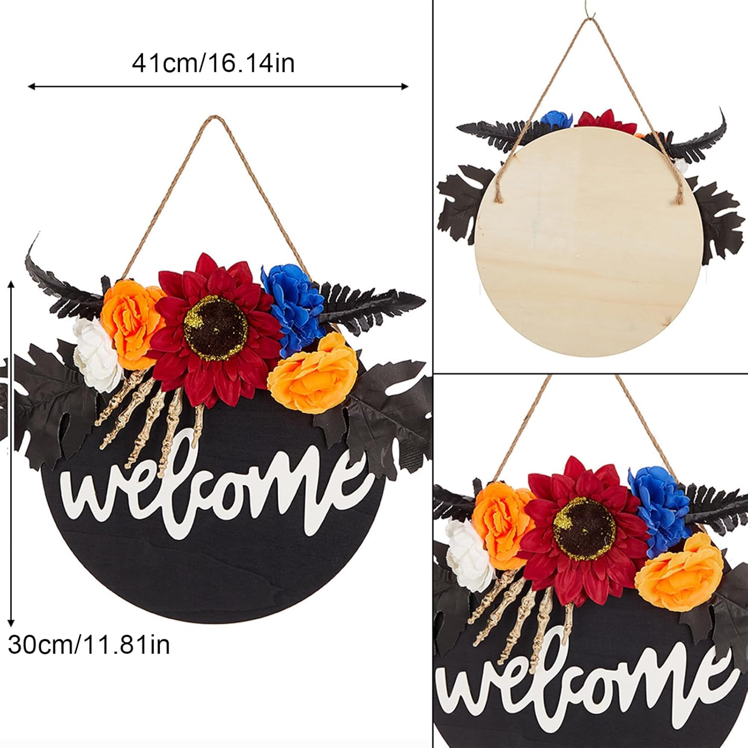 Belupai Halloween Door Sign Wooden Wreath