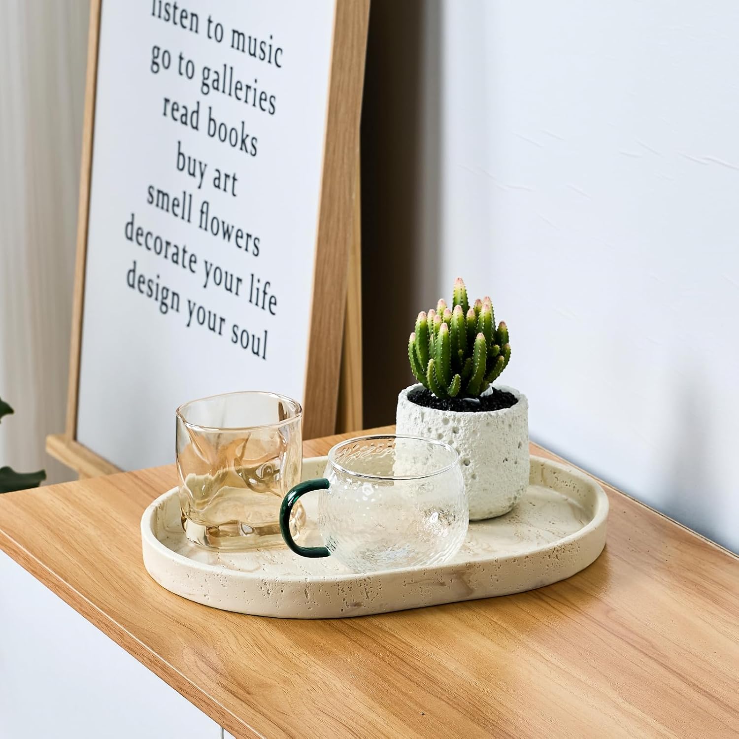 Natural Travertine Textures Tray 13 Oval Vanity Decorative Tray