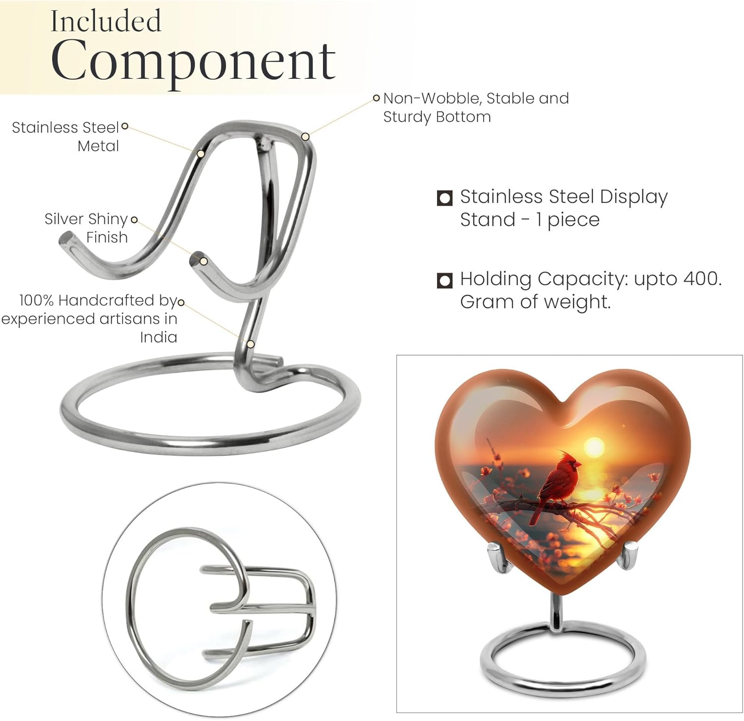 Elegant Heart-Shaped Cremation Urn - Brown Ceramic