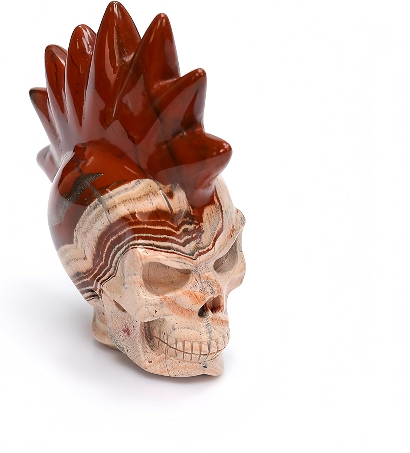 Crystal Skull Head Sculpture - Natural Red Jasper Decor