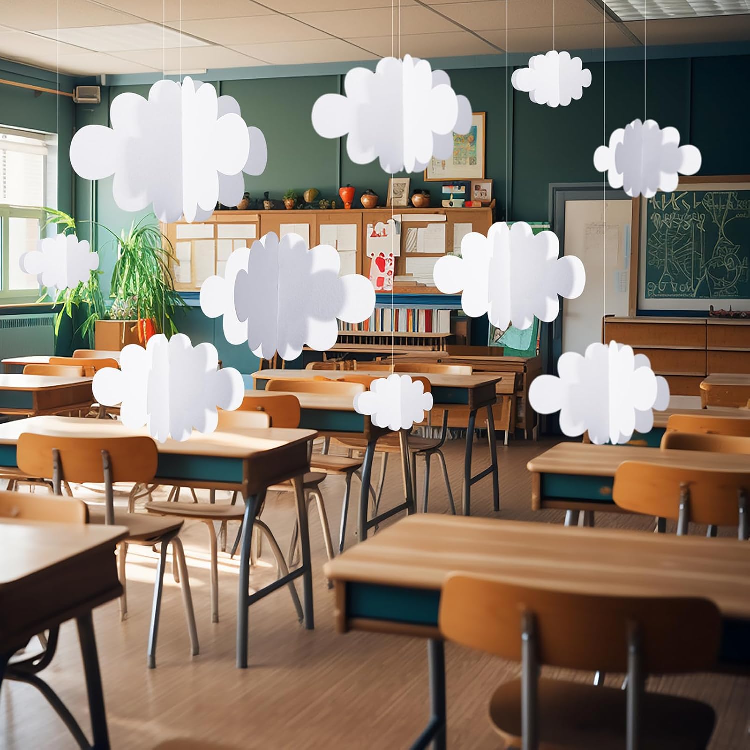 8 Pcs 3D Cloud Ceiling Hanging Decorations for Birthday Wedding Baby Shower Classroom