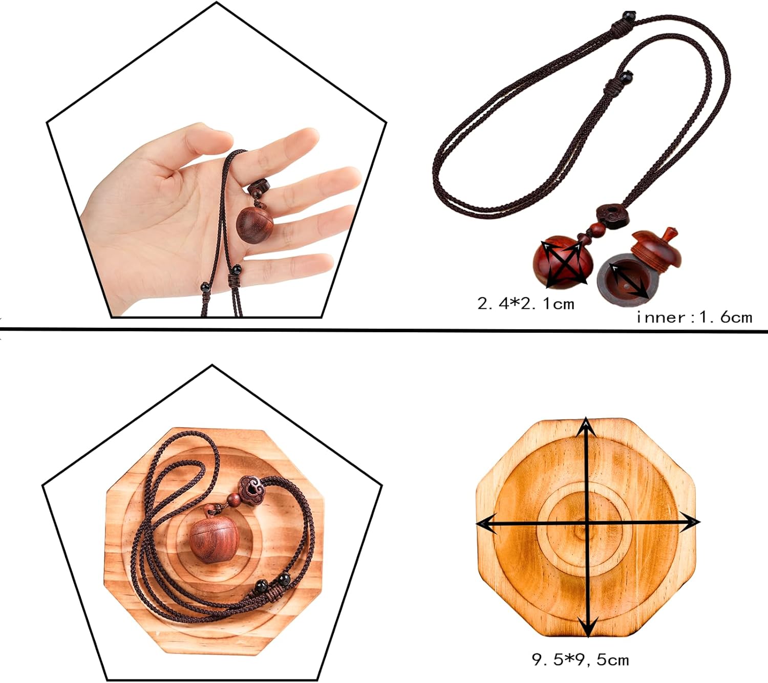Small Wooden Ashes Pendant - Memorial Necklace for Men Women