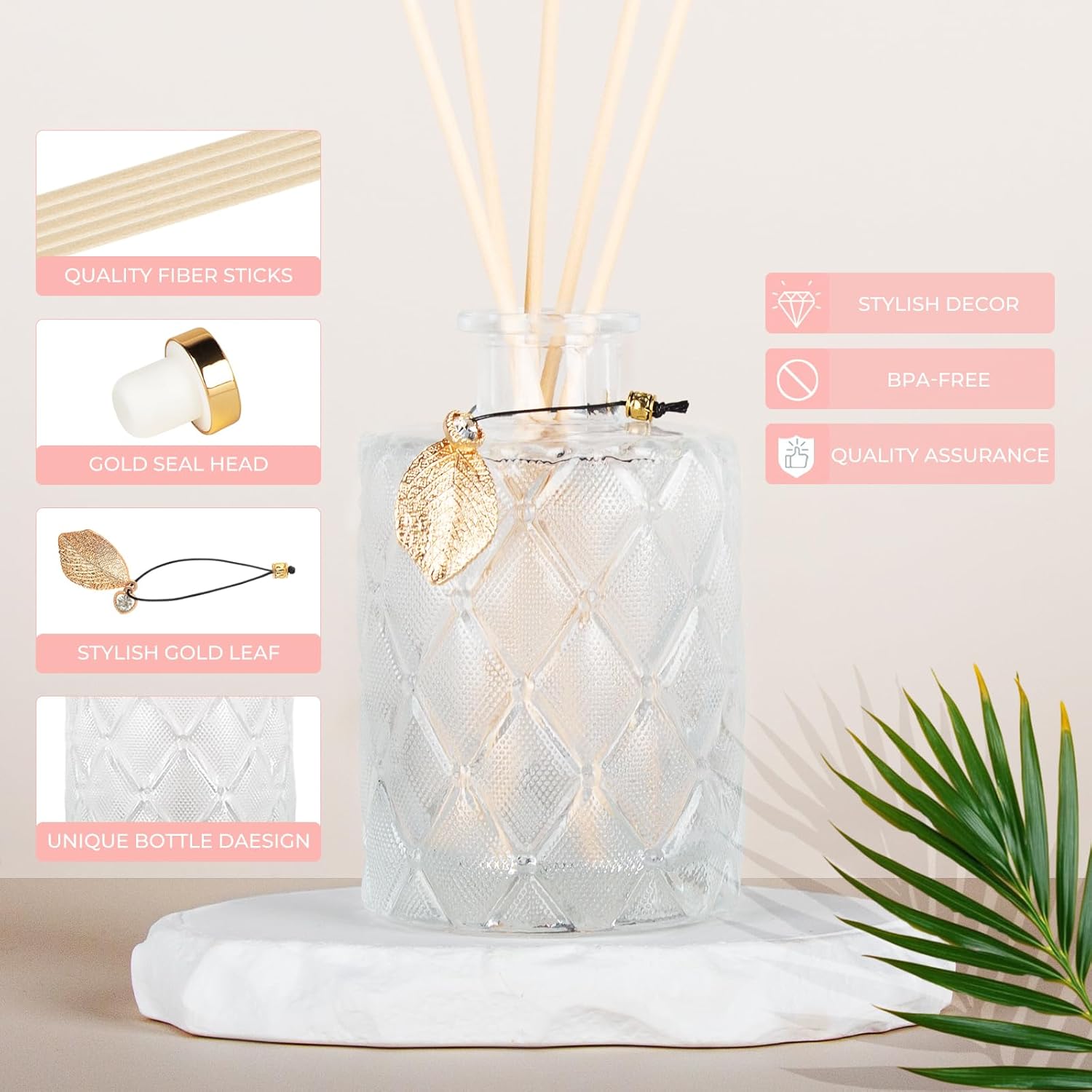 Vintage Glass Diffusers Set of 6 with 40PCS Sticks