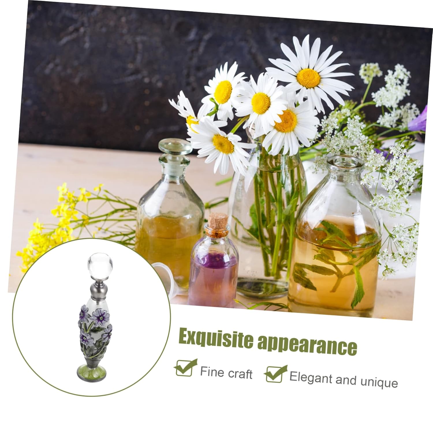 Vintage Painted Perfume Bottle for Essential Oils and Fragrance Storage